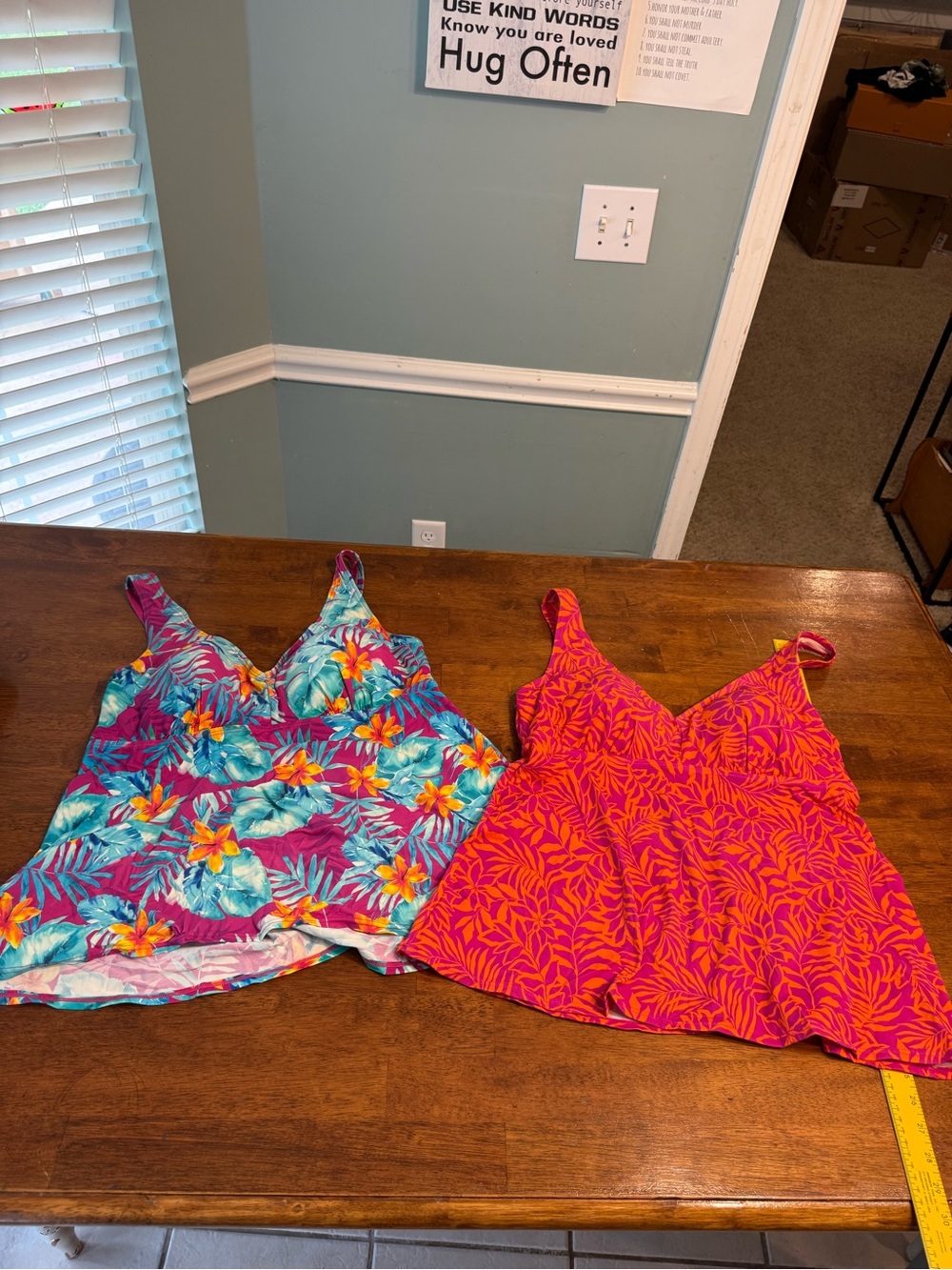 Swimsuits For All Flared Tankini Swim Tops 2 Pack Bundle Tropical Floral Womens